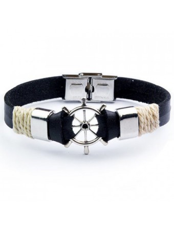 Pulseira de couro em forma de leme